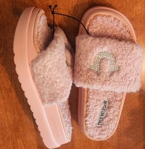 True Religion Fur Platform Sandals